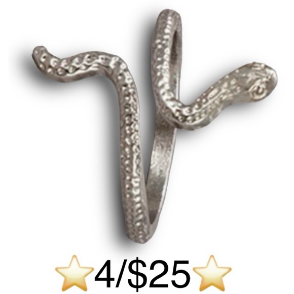 Adjustable Open Style Silver Tone Snake Ring - Picture 1 of 9
